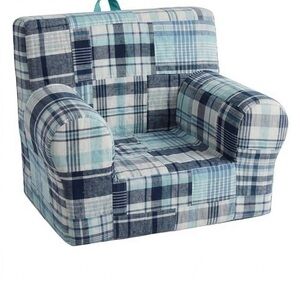 NWOT Pottery Barn Kids blue Madras Anywhere Chair Cover, regular size